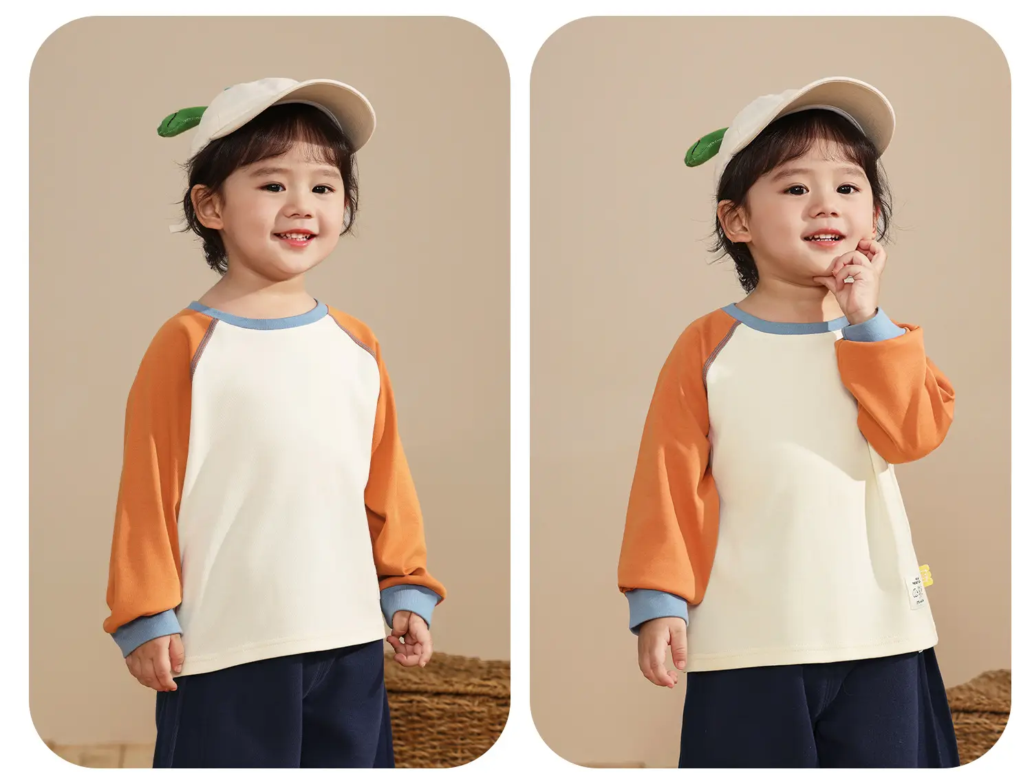 Kaka Panda Boys Long Sleeve T-Shirt Cutpanda Orange White 7A Antibacterial — feature 11
