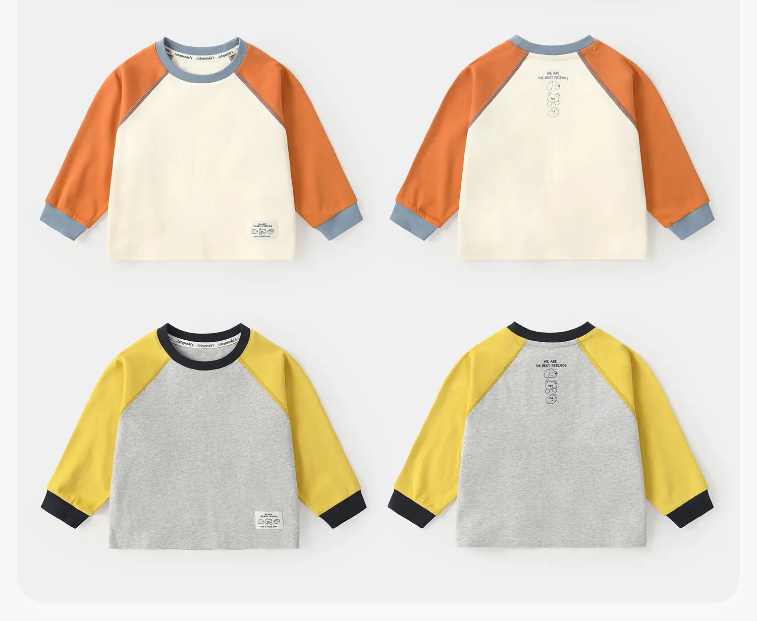 Kaka Panda Boys Long Sleeve T-Shirt Cutpanda Orange White 7A Antibacterial — feature 6