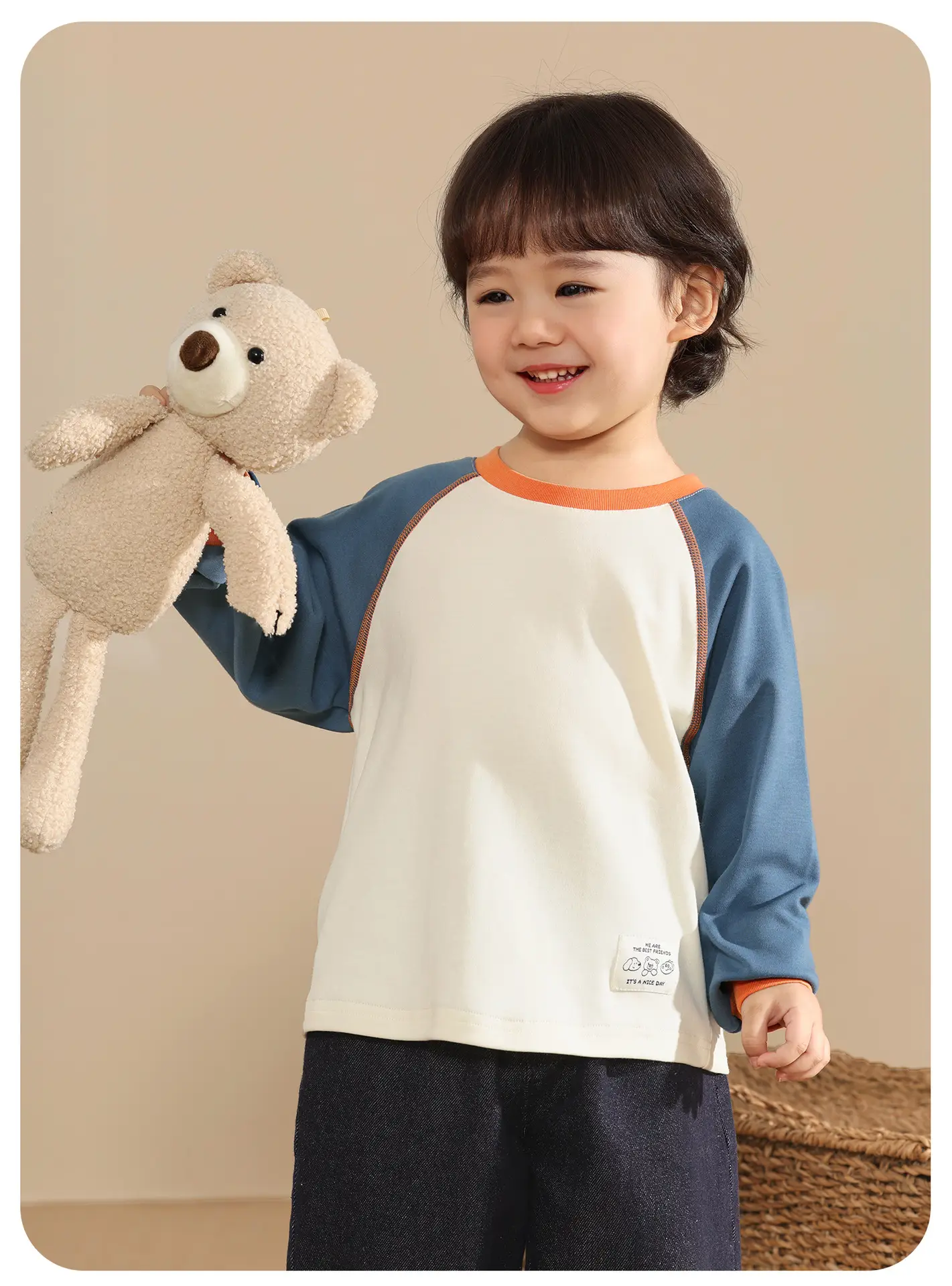 Kaka Panda Boys Long Sleeve T-Shirt Cutpanda Orange White 7A Antibacterial — feature 8
