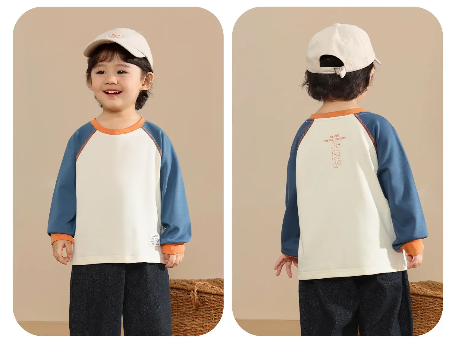 Kaka Panda Boys Long Sleeve T-Shirt Cutpanda Orange White 7A Antibacterial — feature 9