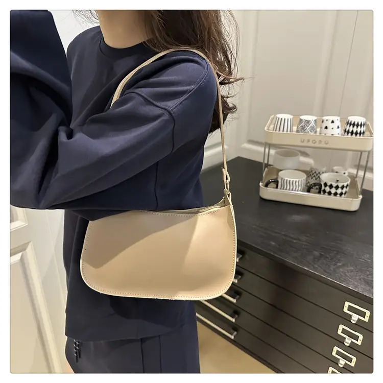 White Textured Armpit Bag for Women — feature 11