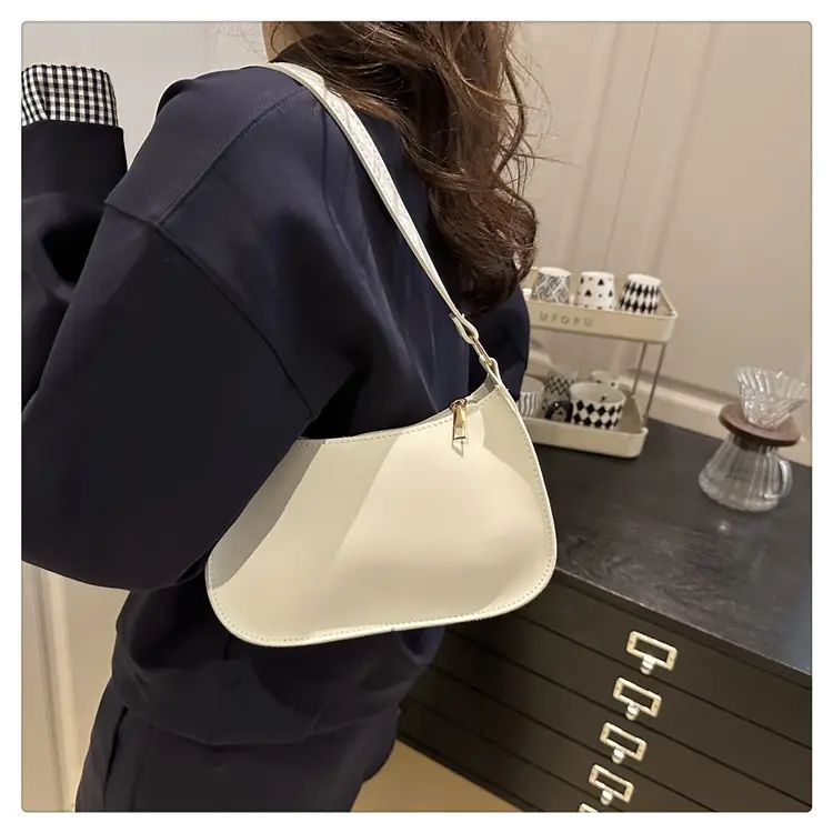 White Textured Armpit Bag for Women — feature 12