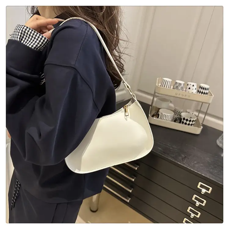 White Textured Armpit Bag for Women — feature 14