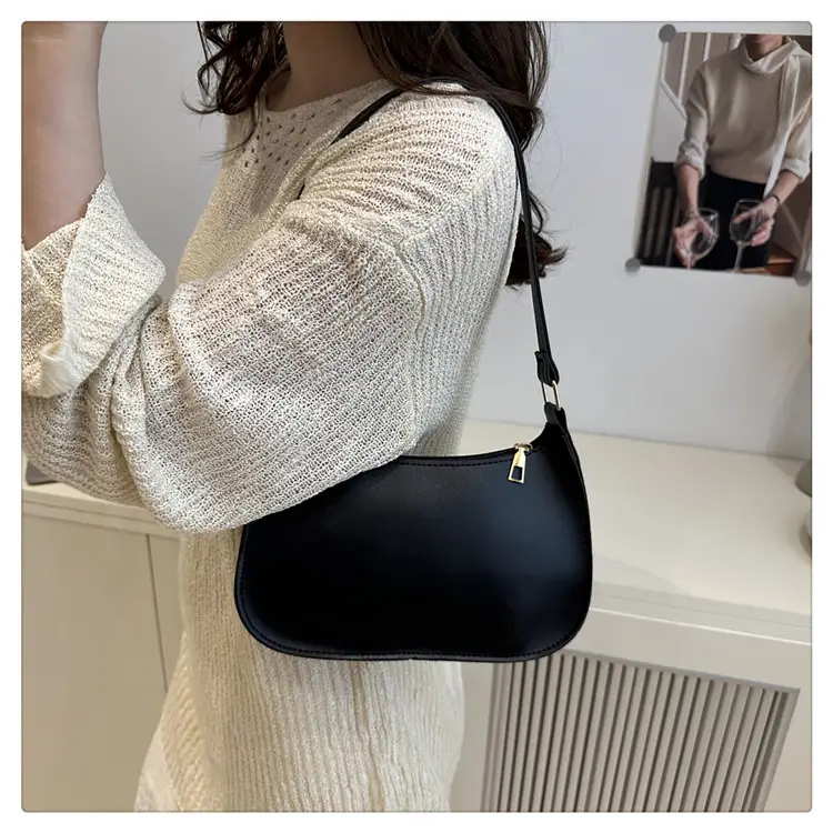 White Textured Armpit Bag for Women — feature 23