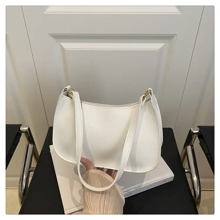 White Textured Armpit Bag for Women — feature 25