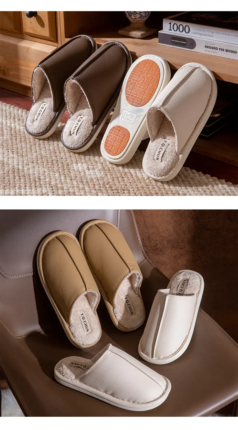 Women's Brown Cotton Slippers 2025 Anti-Slip Indoor — feature 8