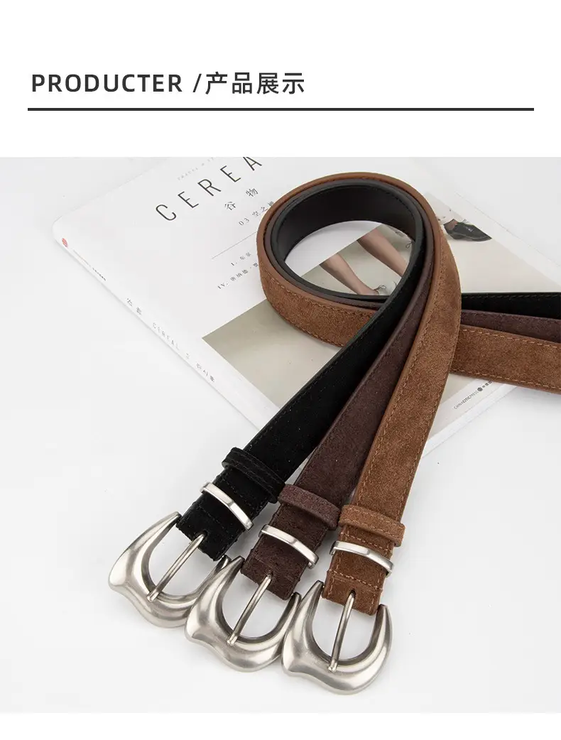 Purple Suede Belt for Women with Silver Buckle — feature 10