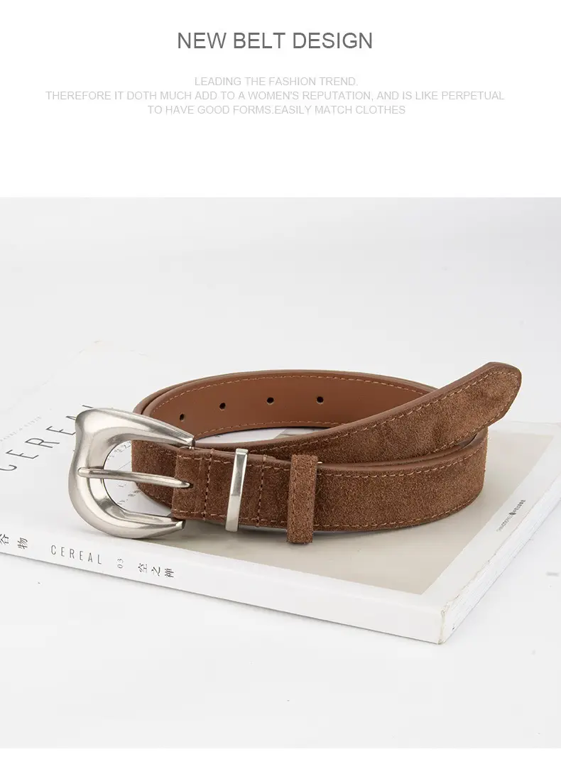 Purple Suede Belt for Women with Silver Buckle — feature 11