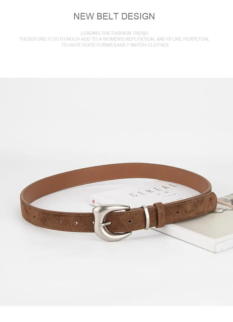 Purple Suede Belt for Women with Silver Buckle — feature 12