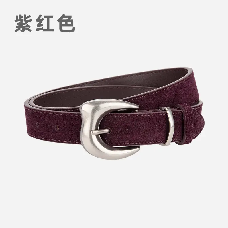 Purple Suede Belt for Women with Silver Buckle - Image 15