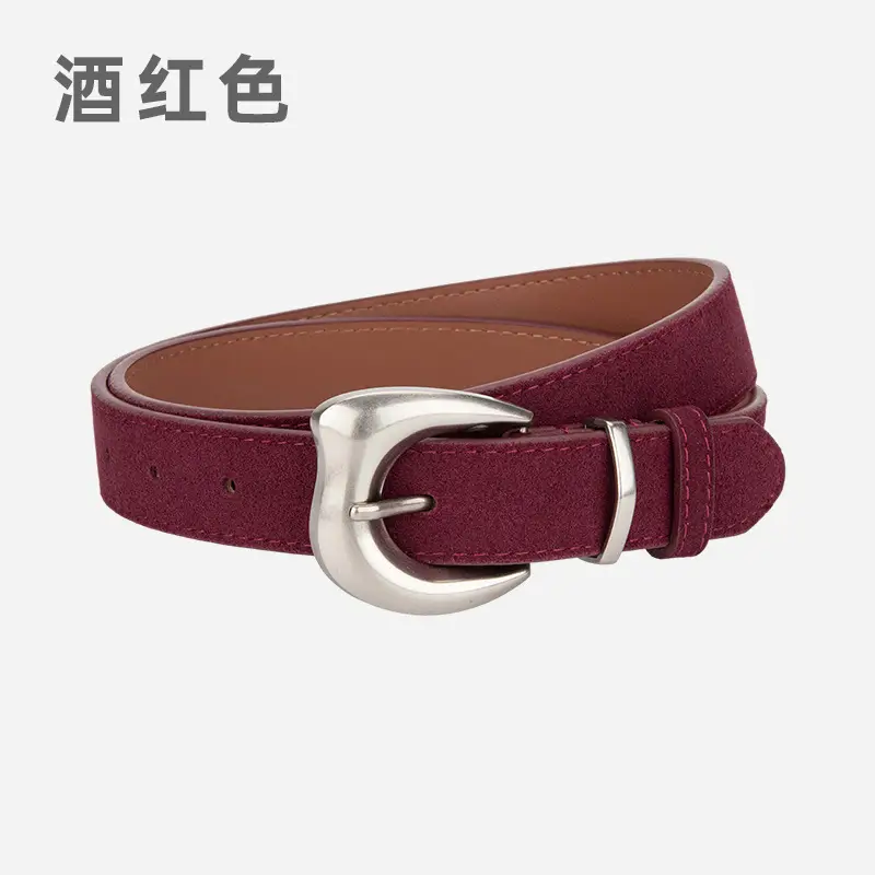 Purple Suede Belt for Women with Silver Buckle - Image 4