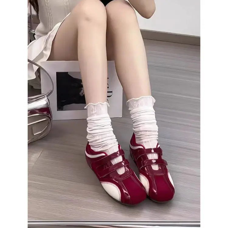French Ballet Mary Jane Flats for Women Maroon