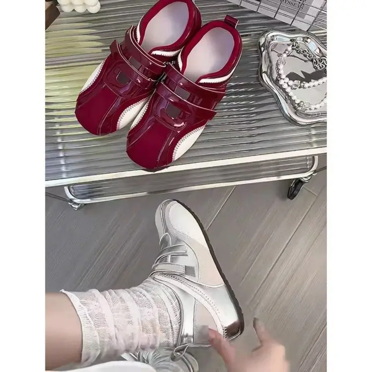 French Ballet Mary Jane Flats for Women Maroon