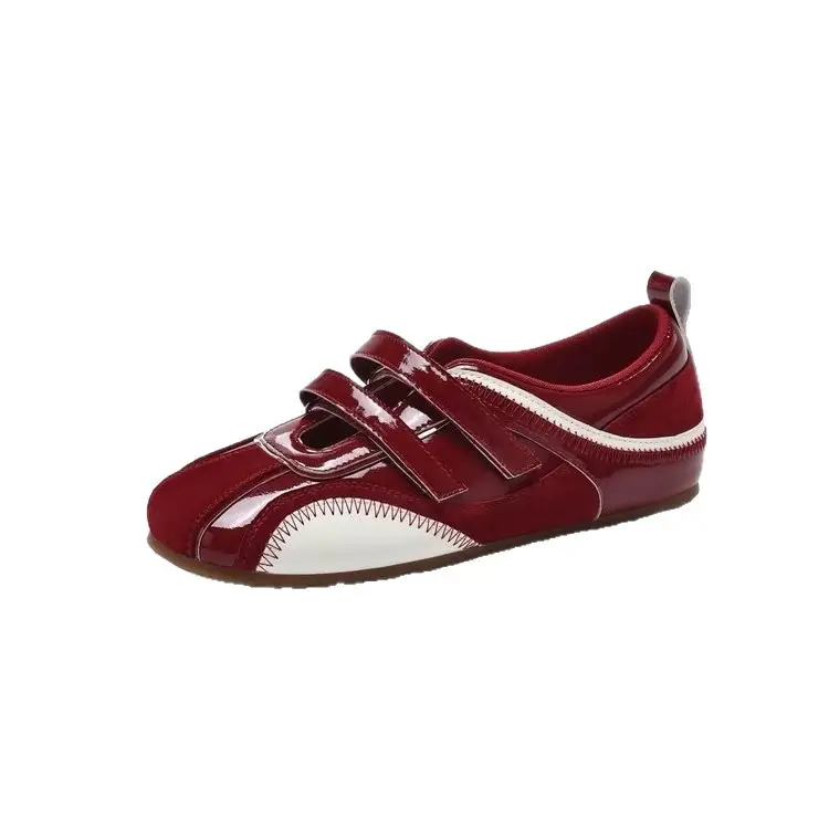 French Ballet Mary Jane Flats for Women Maroon