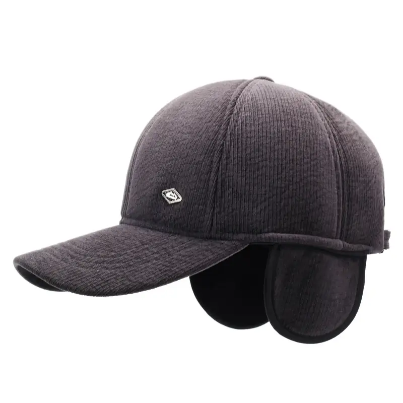 Men Grey Knitted Baseball Cap Cold Proof Warm
