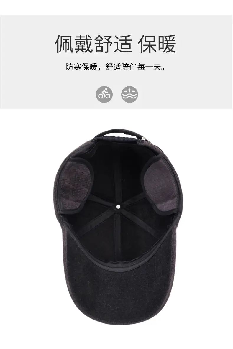Men Grey Knitted Baseball Cap Cold Proof Warm — feature 5
