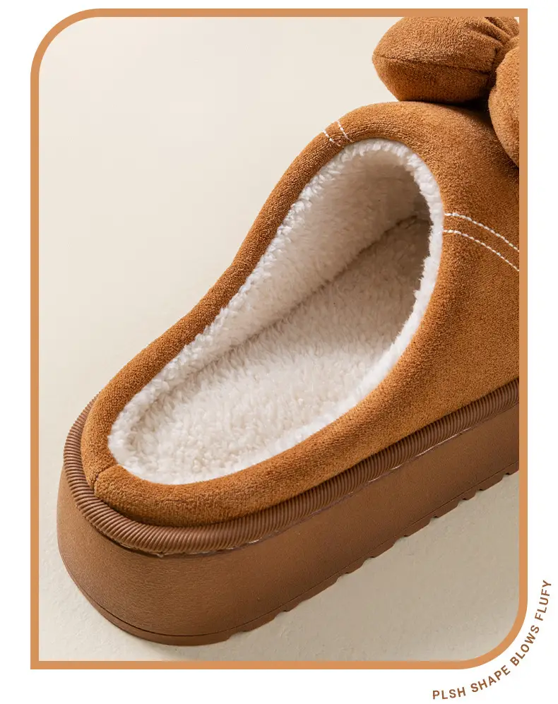 Pink Bow Knot Cotton Slippers for Women — feature 12