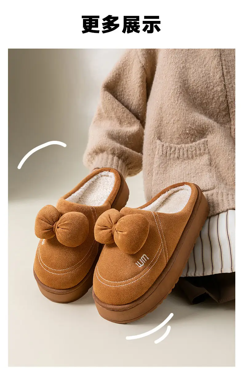 Pink Bow Knot Cotton Slippers for Women — feature 21