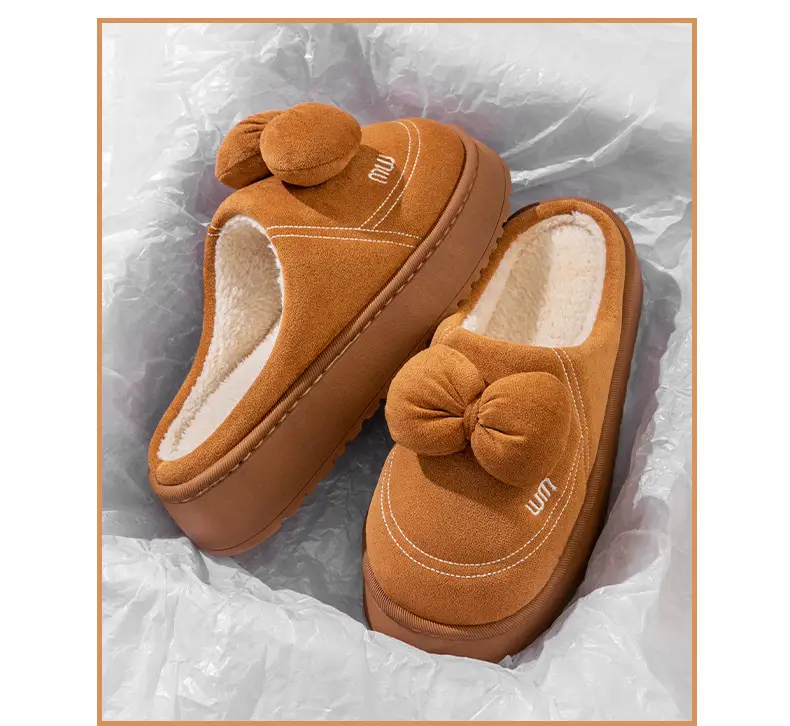 Pink Bow Knot Cotton Slippers for Women — feature 22