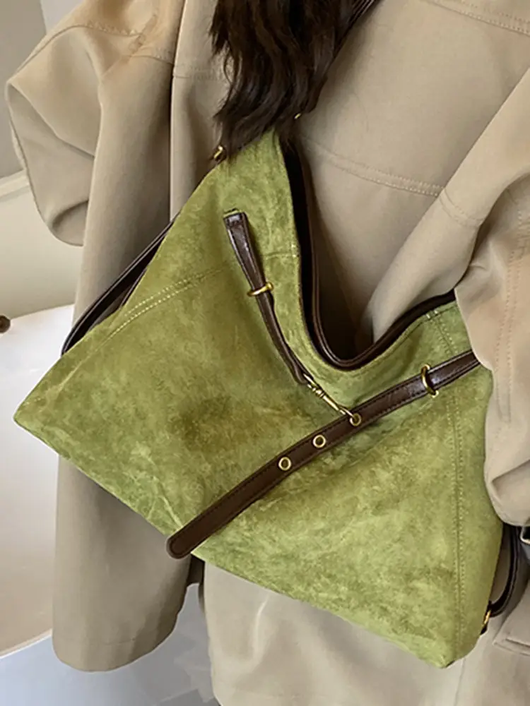 Green Velvet Retro Tote Bag for Women - Image 9
