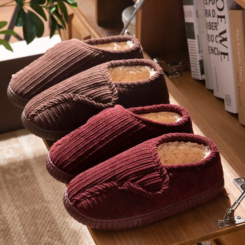 Autumn and Winter Special Cotton Slippers for Middle-Aged and Elderly Men and Women Fleece-Lined High Heel Warm Tendon Thick Sole Non-Slip Home Cotton Shoes - Image 7