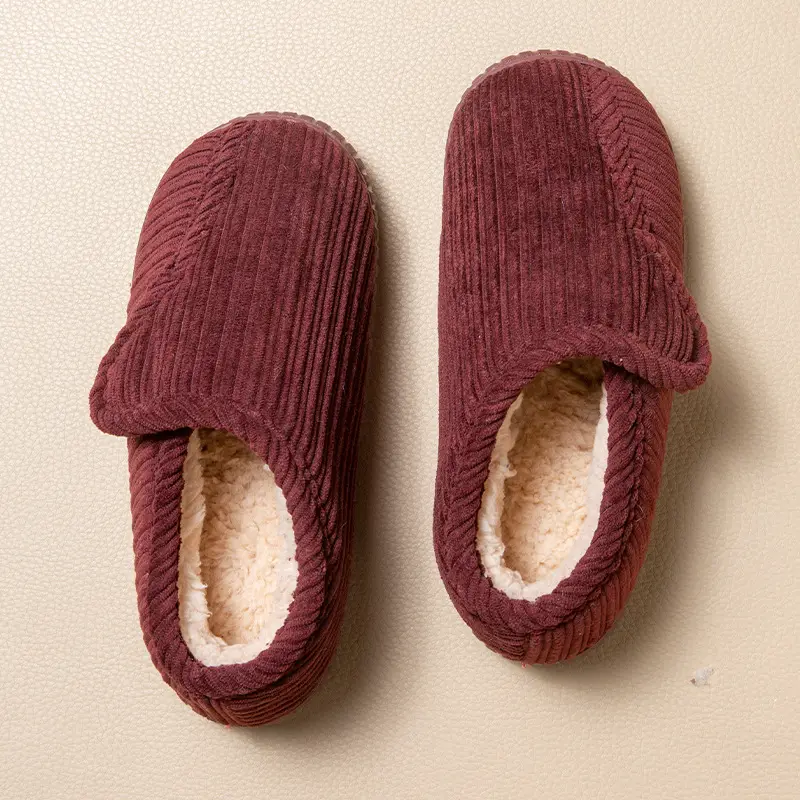 Autumn and Winter Special Cotton Slippers for Middle-Aged and Elderly Men and Women Fleece-Lined High Heel Warm Tendon Thick Sole Non-Slip Home Cotton Shoes - Image 2