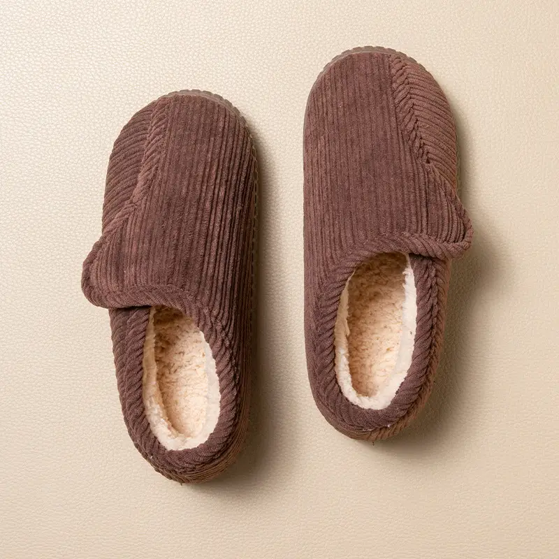 Autumn and Winter Special Cotton Slippers for Middle-Aged and Elderly Men and Women Fleece-Lined High Heel Warm Tendon Thick Sole Non-Slip Home Cotton Shoes - Image 3