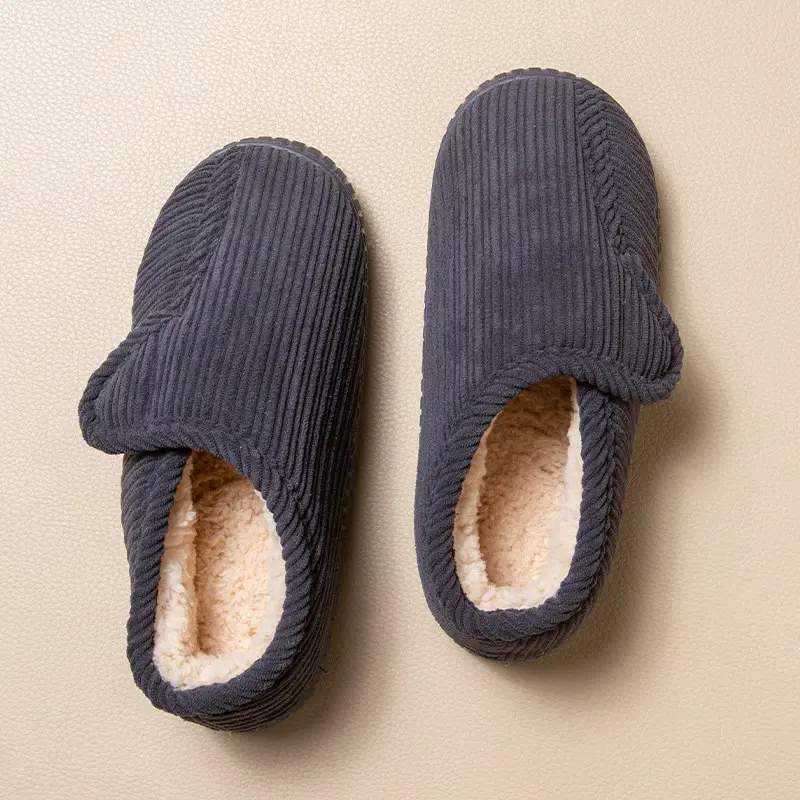 Autumn and Winter Special Cotton Slippers for Middle-Aged and Elderly Men and Women Fleece-Lined High Heel Warm Tendon Thick Sole Non-Slip Home Cotton Shoes - Image 4