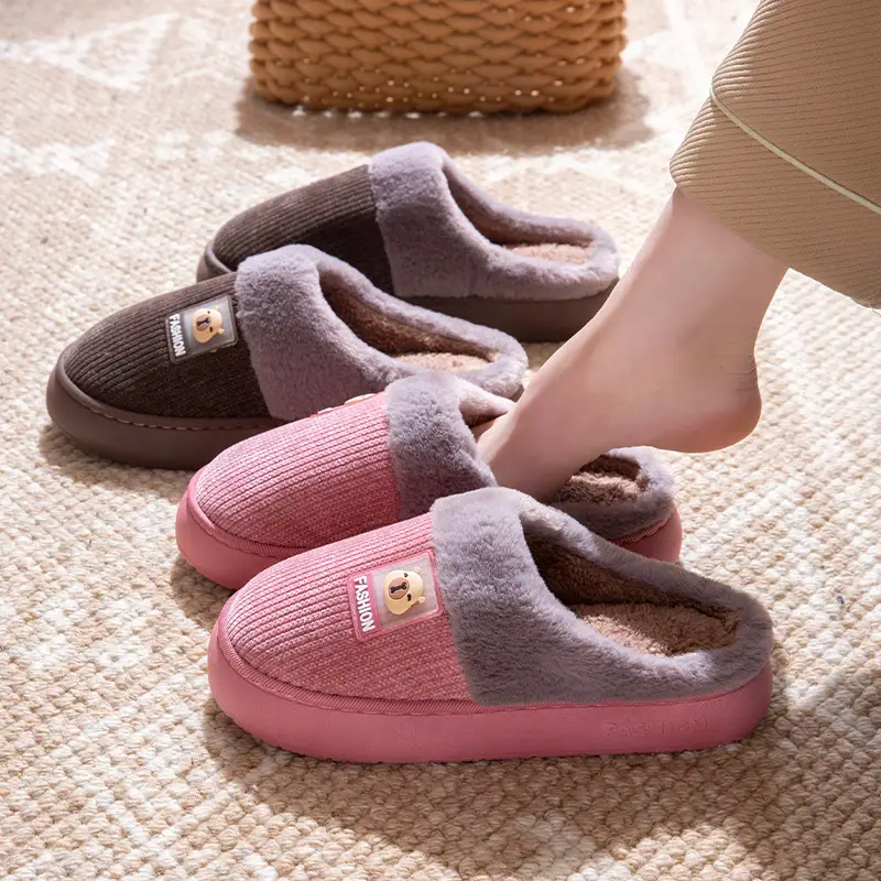 2025 Winter Couple's Bag Heel Cotton Slippers Pink - Image 5