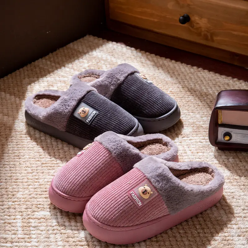 2025 Winter Couple's Bag Heel Cotton Slippers Pink - Image 6