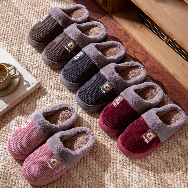 2025 Winter Couple's Bag Heel Cotton Slippers Pink - Image 8