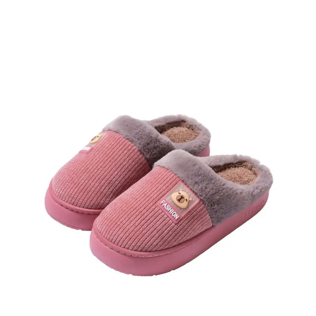 2025 Winter Couple's Bag Heel Cotton Slippers Pink - Image 9