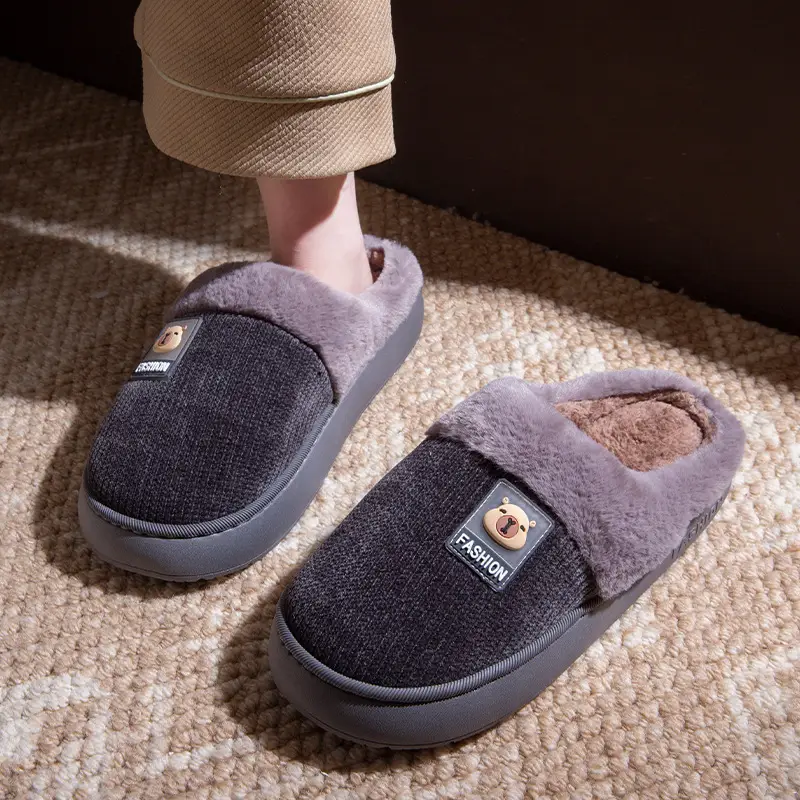 2025 Winter Couple's Bag Heel Cotton Slippers Pink - Image 2