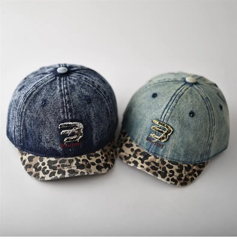 Men Women Denim Cap Leopard Trim Baseball Cap — feature 10