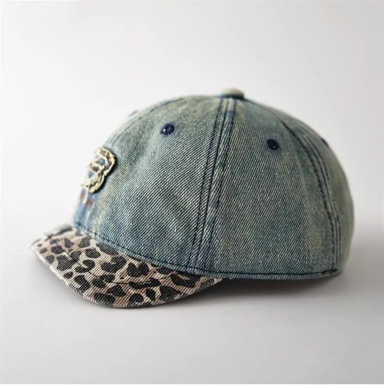 Men Women Denim Cap Leopard Trim Baseball Cap — feature 11