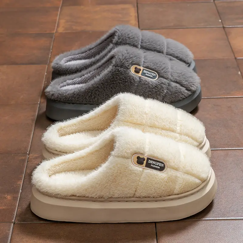 Cotton Slippers for Women, Spring, Autumn and Winter Home Use, Indoor Non-Slip Couple Home Warm Winter Plush Slippers for Men - Image 24