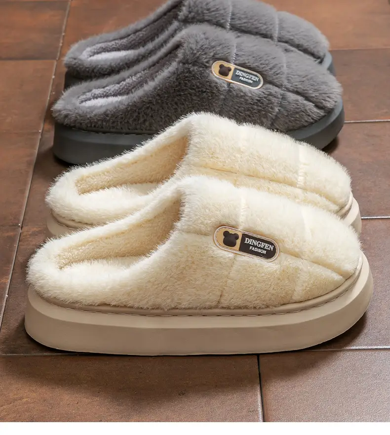 Cotton Slippers for Women, Spring, Autumn and Winter Home Use, Indoor Non-Slip Couple Home Warm Winter Plush Slippers for Men — feature 3