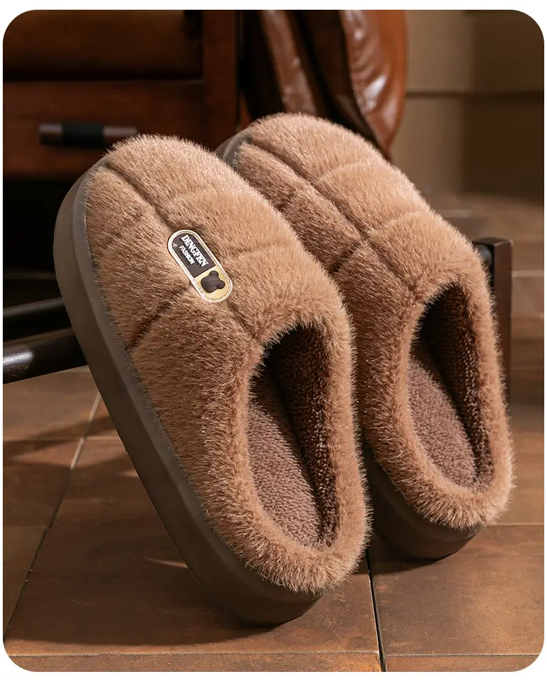 Cotton Slippers for Women, Spring, Autumn and Winter Home Use, Indoor Non-Slip Couple Home Warm Winter Plush Slippers for Men — feature 6