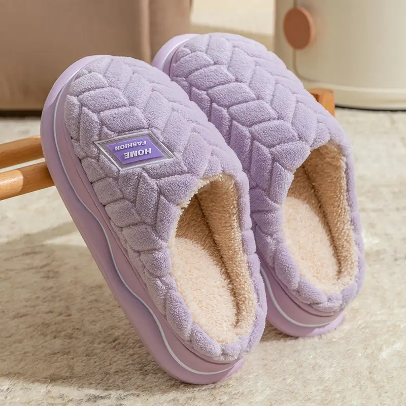 Cotton Slippers for Women, Spring, Autumn and Winter Home Use, Indoor Non-Slip Couple Home Warm Winter Plush Slippers for Men - Image 7