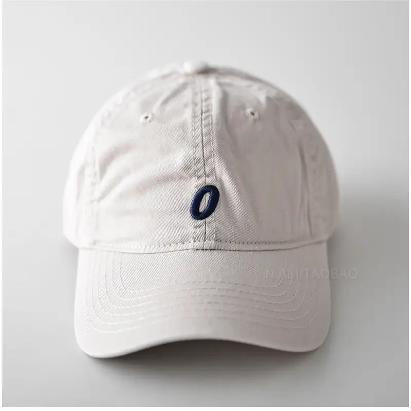 White Baseball Cap with Blue Letter Embroidery for Men Women