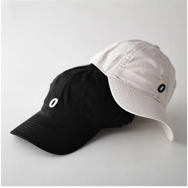 White Baseball Cap with Blue Letter Embroidery for Men Women