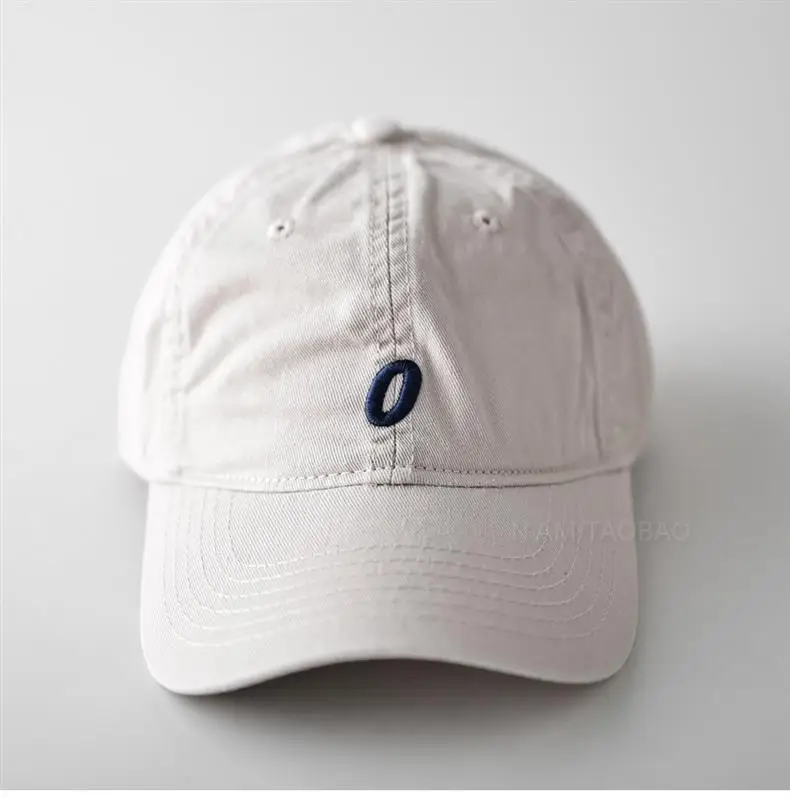 White Baseball Cap with Blue Letter Embroidery for Men Women — feature 3