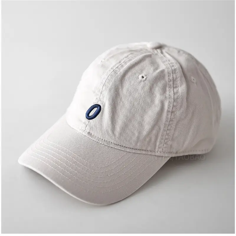 White Baseball Cap with Blue Letter Embroidery for Men Women