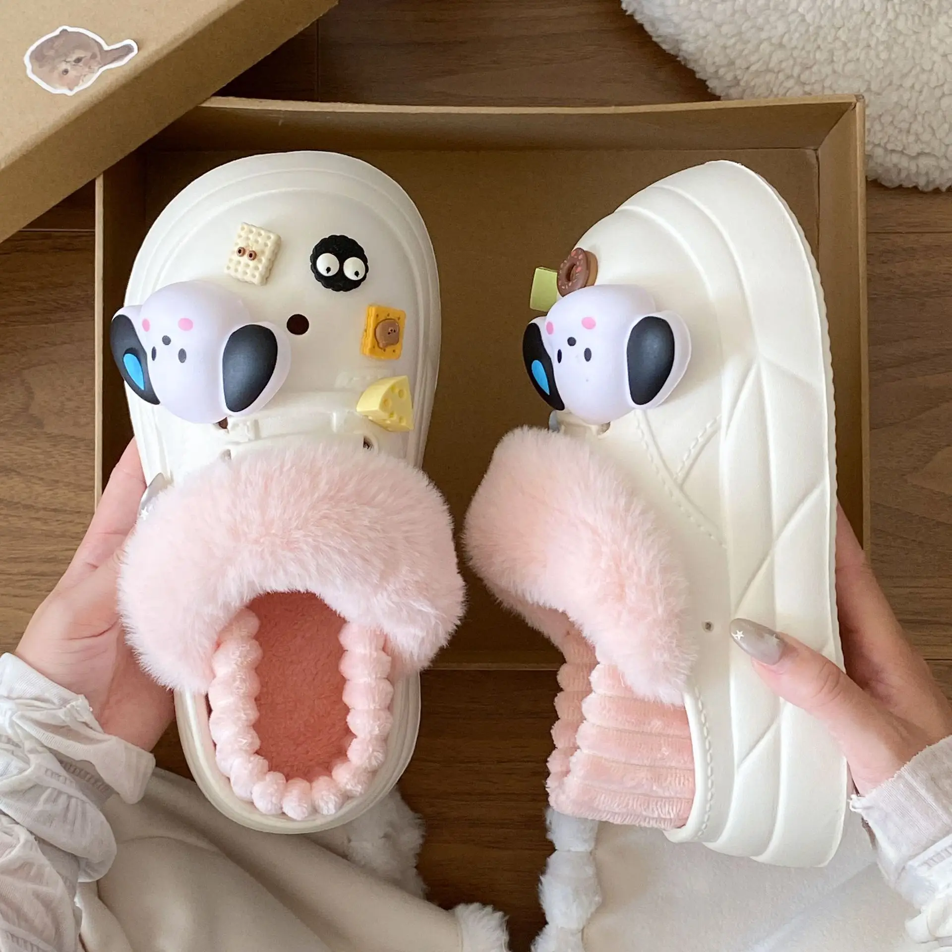 Cute Plush Cotton Slippers for Kids Winter