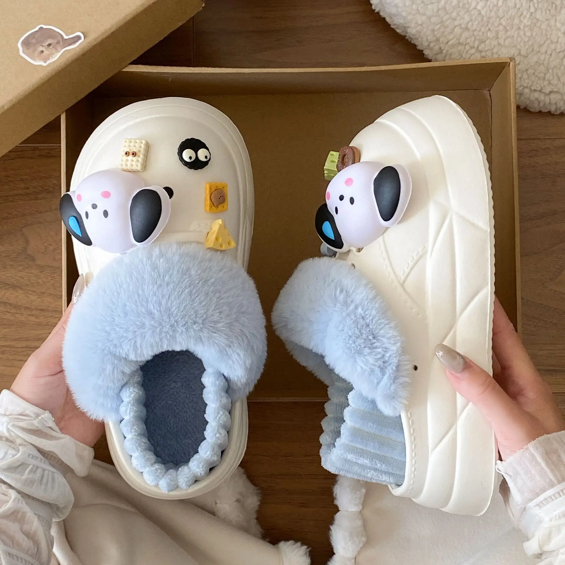 Cute Plush Cotton Slippers for Kids Winter