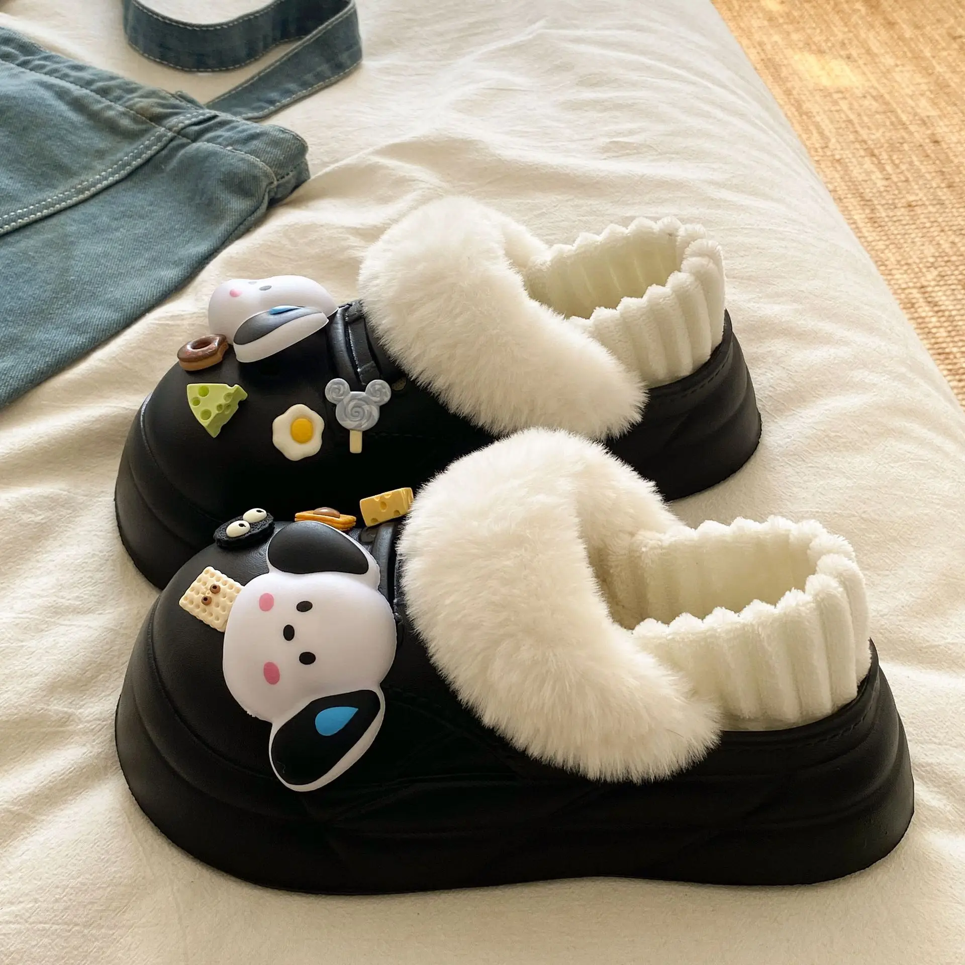 Cute Plush Cotton Slippers for Kids Winter