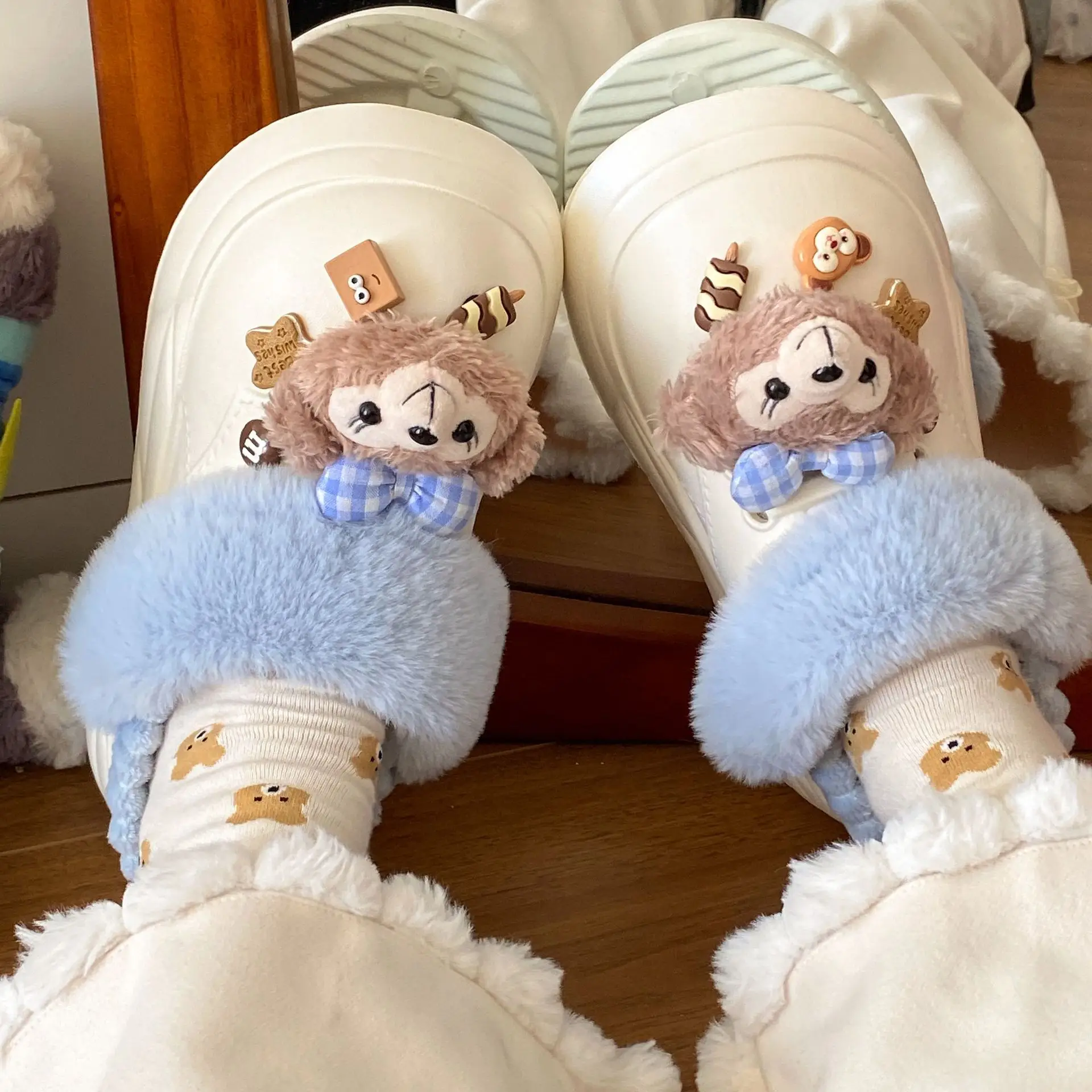 Women Winter Furry Slippers with Bear Decor - Image 6