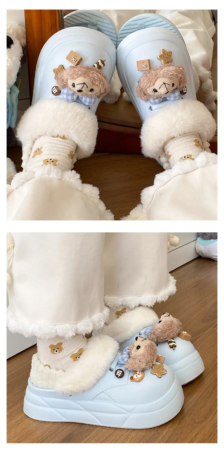 Women Winter Furry Slippers with Bear Decor — feature 22