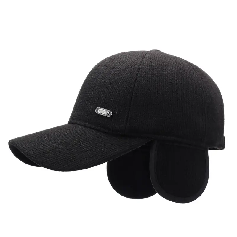 New Elderly Men's Black Duckbill Cap with Ear Protection - Image 7
