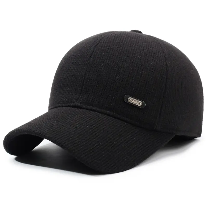 New Elderly Men's Black Duckbill Cap with Ear Protection - Image 2